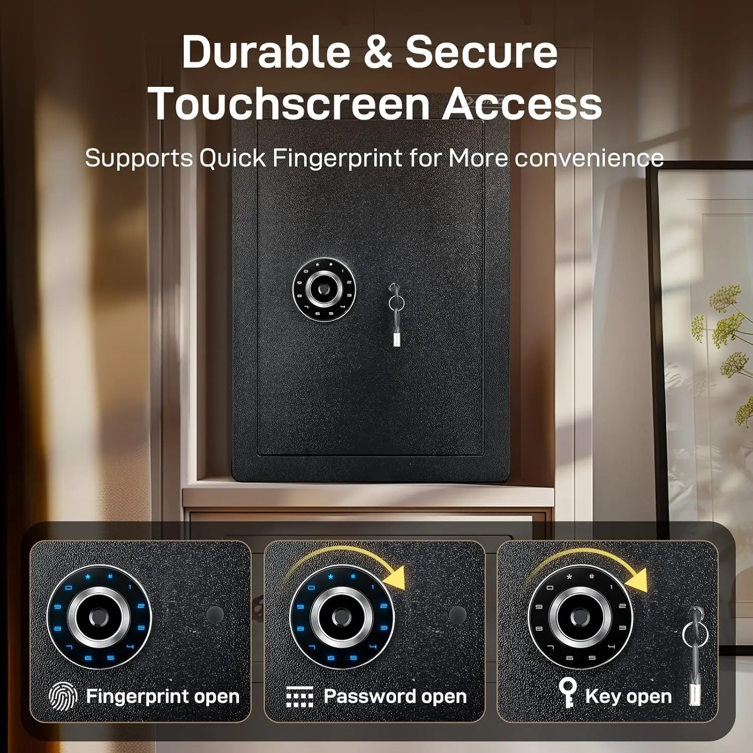 Biometric Fireproof Safe 2.8 Cuft, Large Heavy-Duty Security Safe Box with Fingerprint & Password Access, Alarm System, Removabl