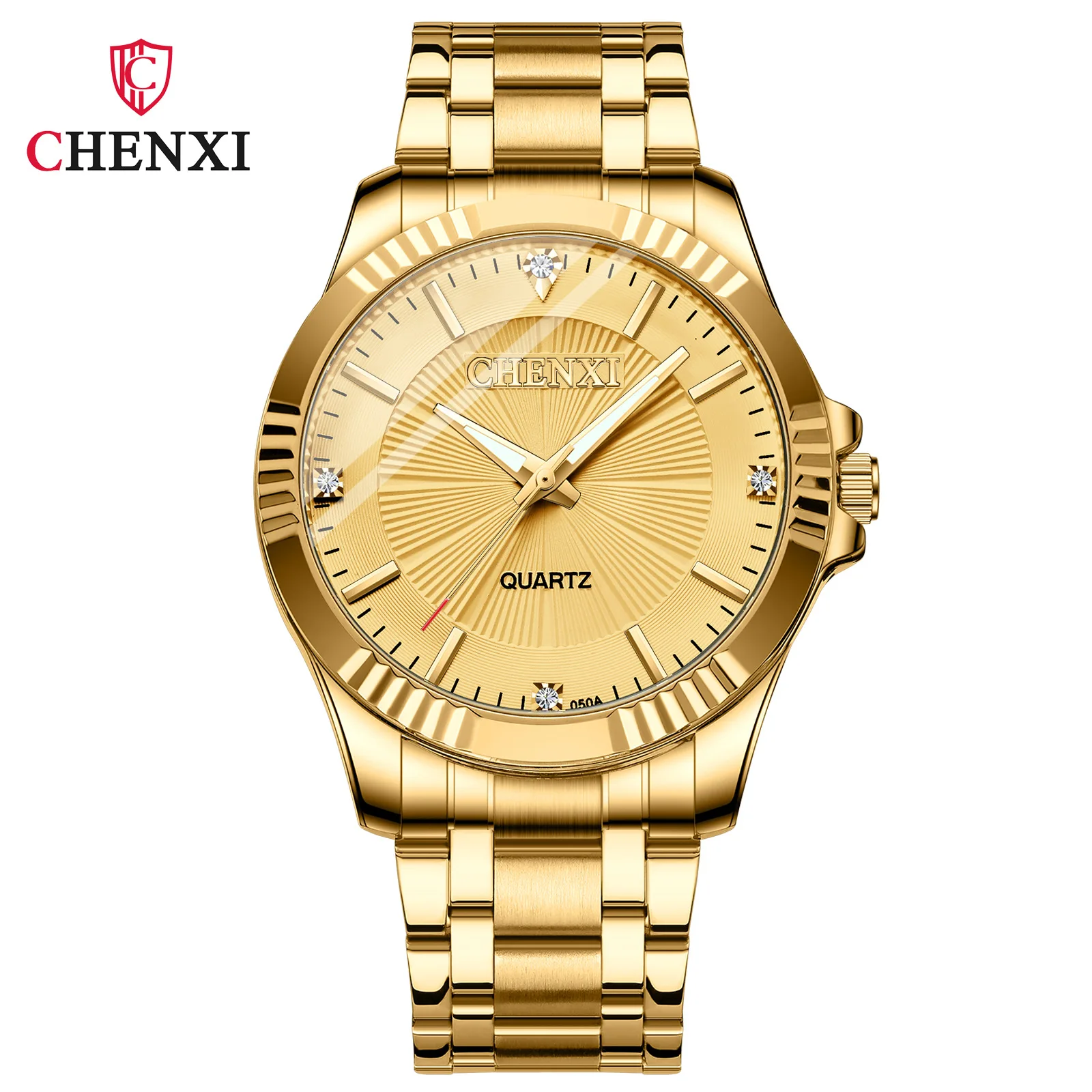 

CHENXI 050A Quartz Watch Couples Luxury Business Watches Waterproof Stainless Steel Unique Golden Woman and Men Wristwatch