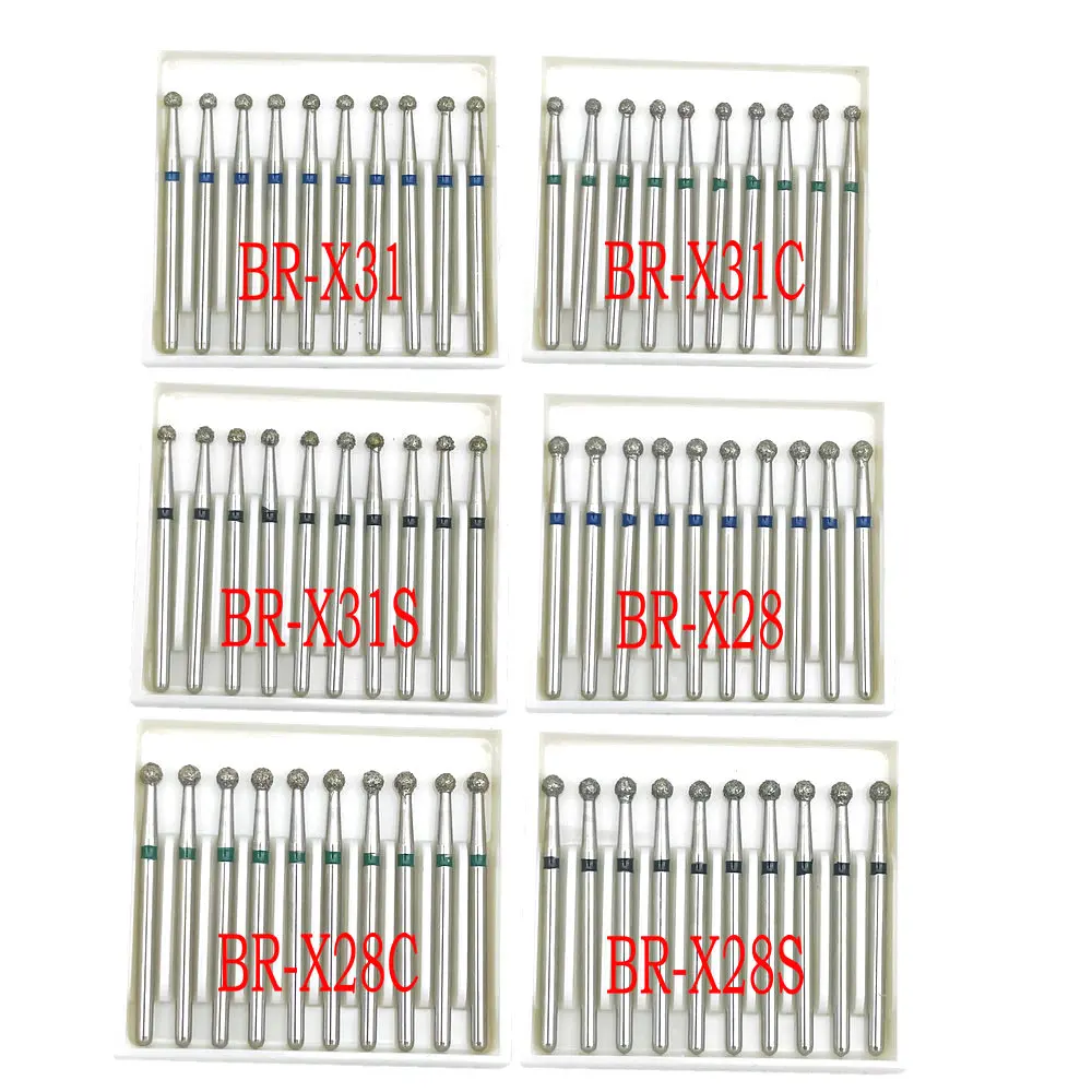 Extra Long Dental Diamond Burs, Handpiece de alta velocidade, Ferramentas Dentista, 25mm, FG, 1.6mm Shank, 10Pcs Pack