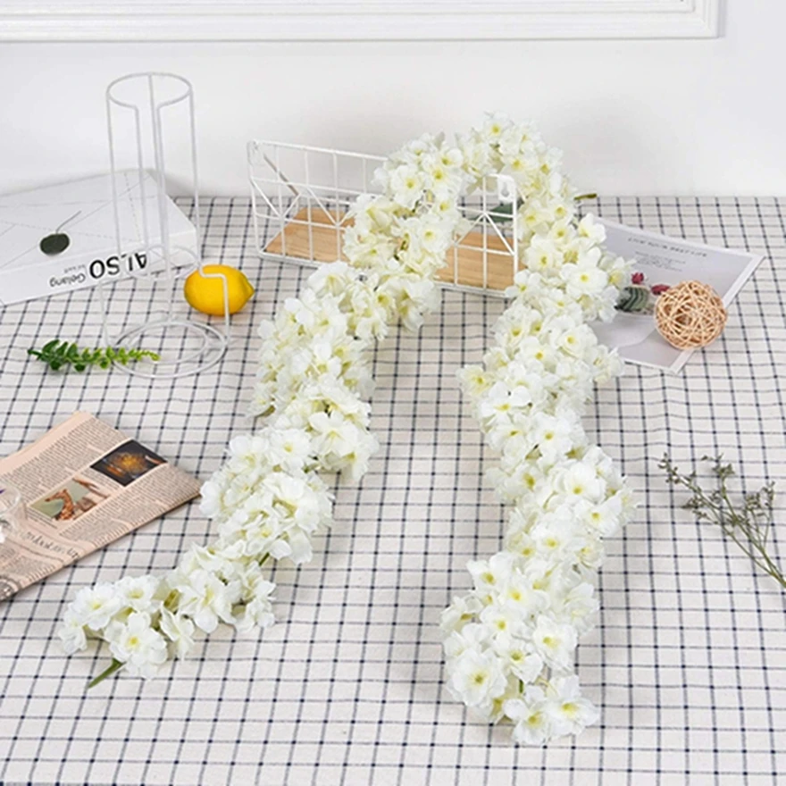 10Pcs 180CM Artificial Sakura Flowers Vine Wedding Garden Roses Festival Arch Homes Livinng Rooms Party Decor Bridal Silk Plants