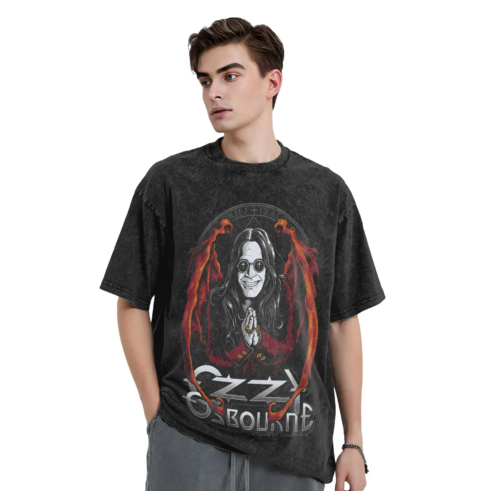 

Mens T Shirt Black Sabbath Ozzy Osbourne Washed T-Shirts Leisure Back To The Beginning Tour Summer Tees Y2K Cotton Tops Hot Sale