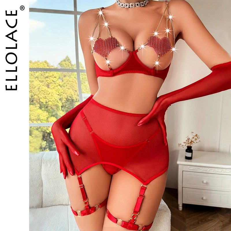 

Ellolace Sexy Lingerie Saint Valentin Back Night Outfit Women Love Underwear Without Censorship Fantasy Wedding Porn Erotic Set