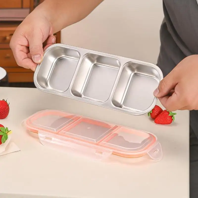 304 Stainless Steel Mini Compartment Lunch Box For Light Meals For Portion Control Microwaveable
