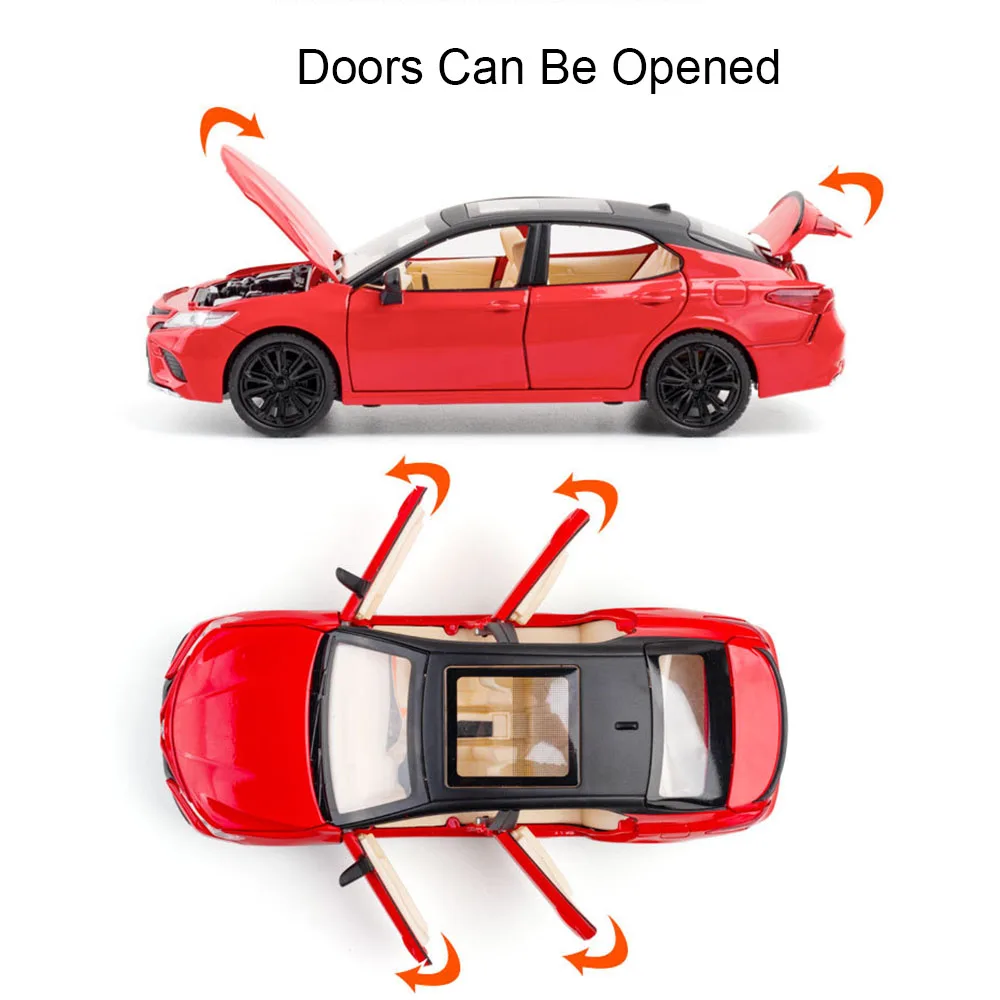 1:24 Camry RAV4 Modello di auto Pressofuso in lega Giocattolo Suono Luce Tirare indietro 4 porte aperte Modelli in miniatura Veicolo Ornamento per i regali dei bambini