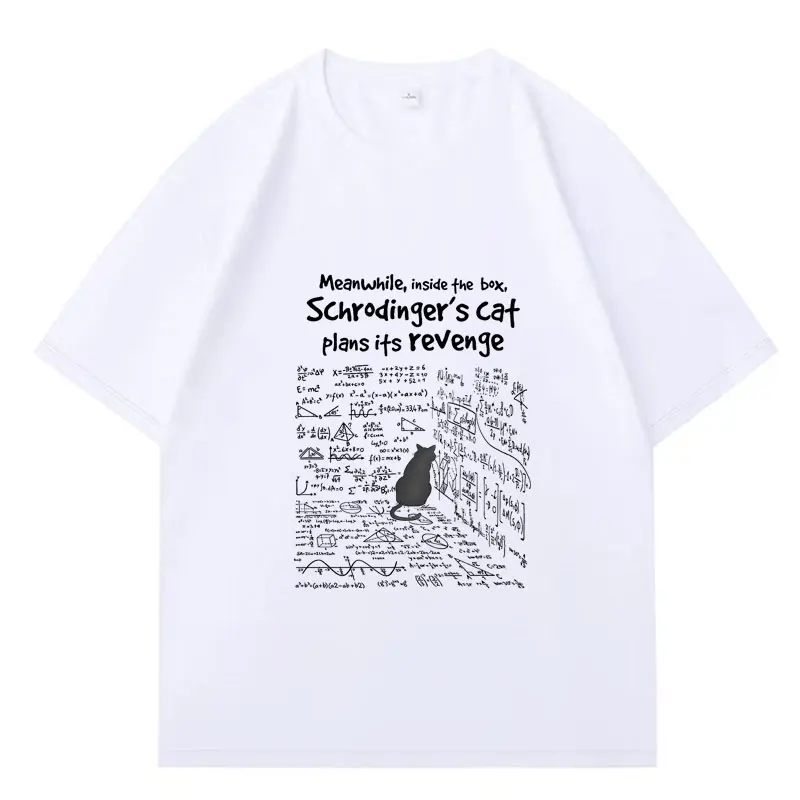 القط الانتقام الرجال تي شيرت مضحك الرياضيات صيغة التي شيرت الذكور الإناث الملابس قصيرة الأكمام بلايز موضة الكرتون أنيمي الجرافيك تي شيرت