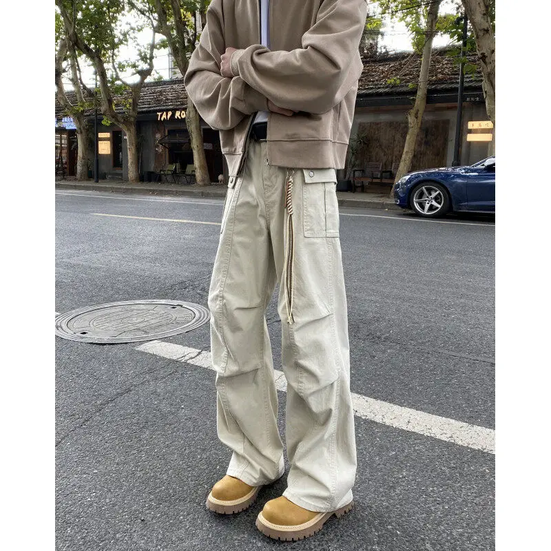 

Мужские повседневные брюки прямого кроя в винтажном американском стиле, свободные, для работы, весна-осень, хлопок/полиэстер