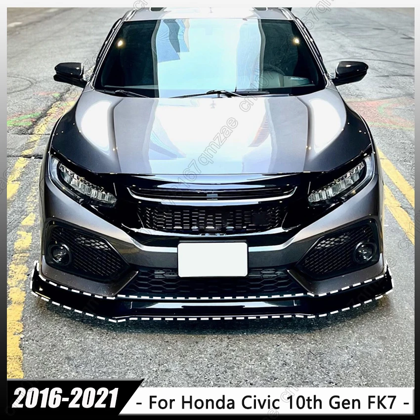 levre-de-pare-chocs-avant-de-voiture-3-pieces-becquet-noir-brillant-pour-honda-civic-10e-generation-fk7-hatchback-si-2-portes-2016-–-2021-kits-de-carrosserie