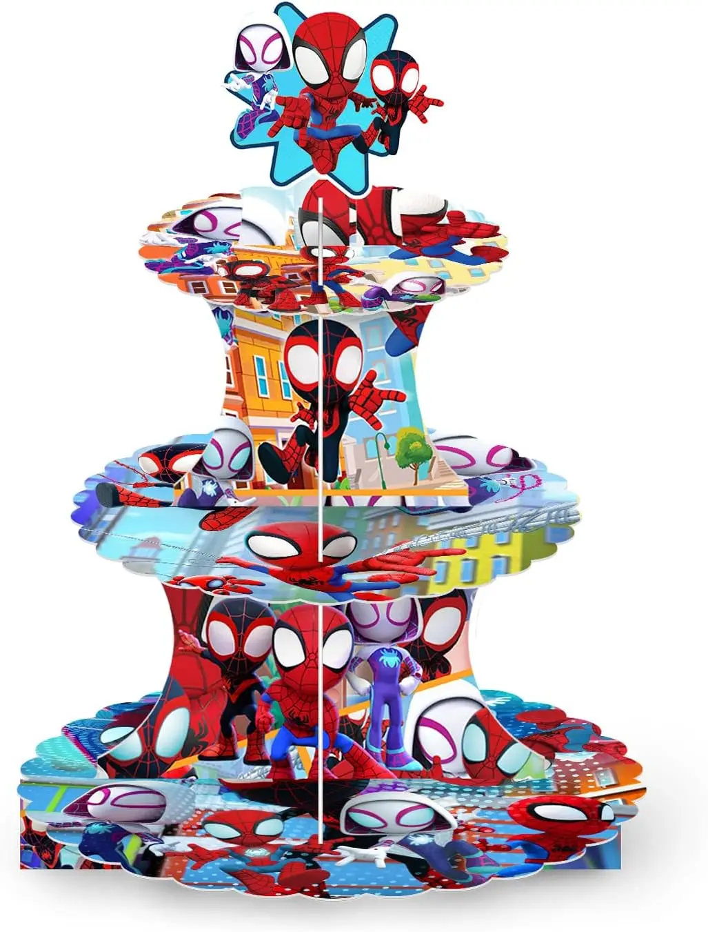 Spidey and His Amazing Friends Cupcake Stand Birthday Party Supplies Spiderman Cake Stand Dessert Stand Cupcake Tower Decoration