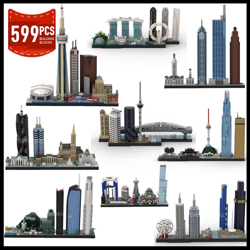 Новый MOC City Architecture Skyline Строительные блоки Торонто Япония Сингапур Мельбурн Столичная модель Вид на улицу Кирпичные игрушки Подарки Новый MOC City Architecture Skyline Строительные блоки Торонто Япония Сингапур Мельбурн Столичная модель Вид на улицу Кирпичные игрушки Подарки
