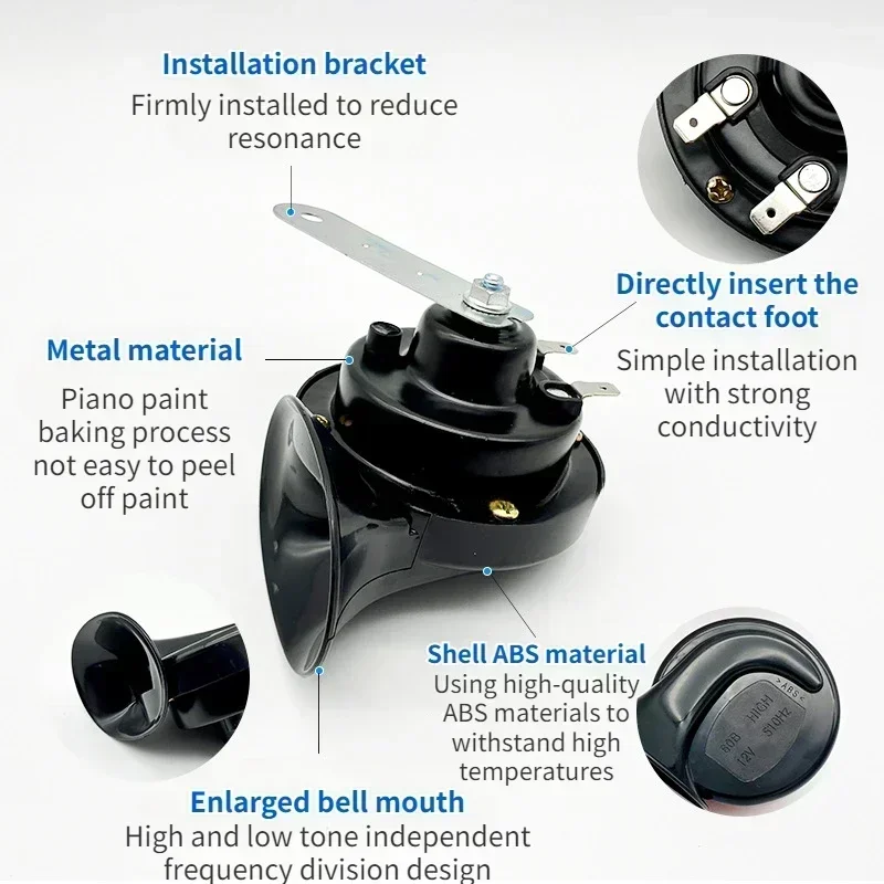 120DB Electric Horn 12V Car Speaker 24V Truck High Pitched Whistle Waterproof Horns Snail Trumpet 12v Motorcycle Horn Red