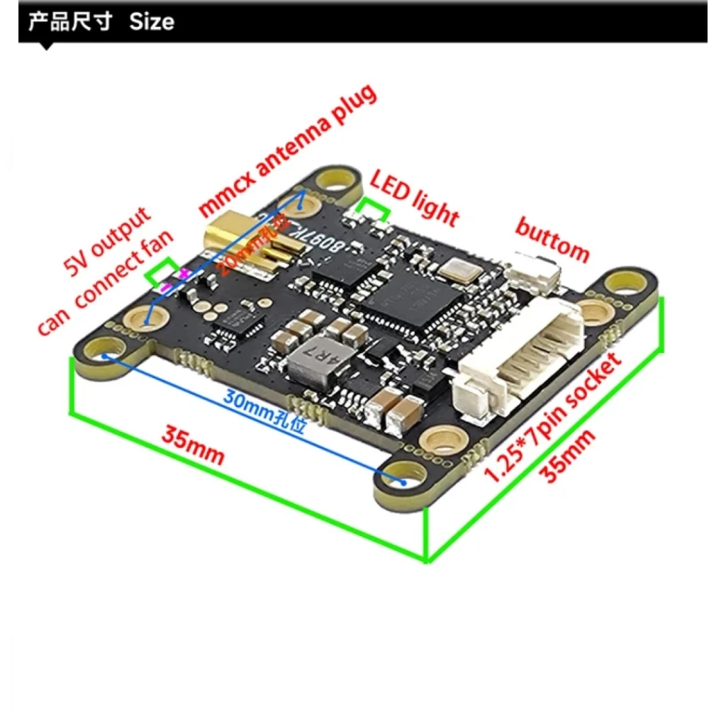 5.8G 48CH langeafstandszender VTX FPV 0mW/300mW/600mW/1000mW schakelbare zender Lancher Ondersteuning Smart Audio 2-4S voeding