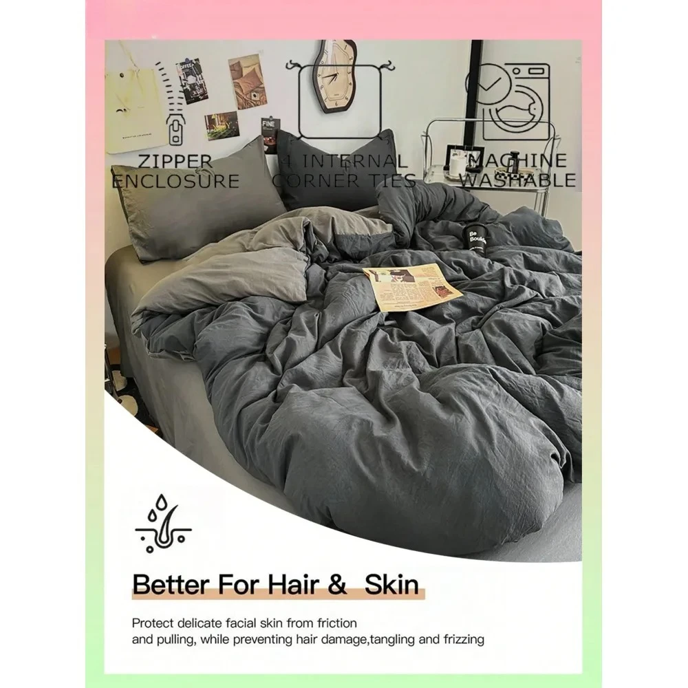 

Soft Comfortable Home Bedding Set in Deep Gray, Skin-Friendly Design with Various Color Options