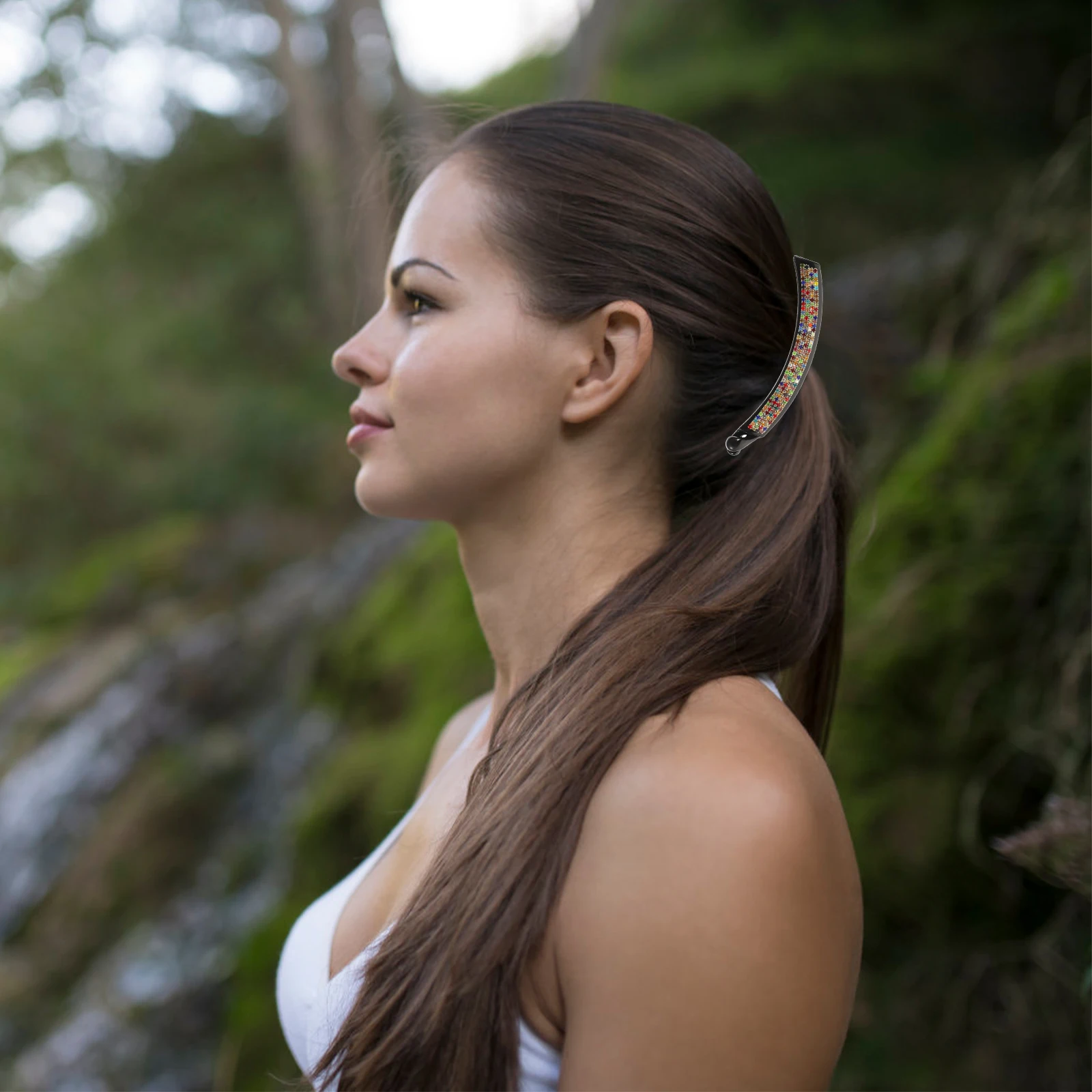 

Colorful Rhinestone Acrylic Hair Clip Large Size Vertical Ponytail Holder for Woman Lady Girl Beautiful Hair Accessory