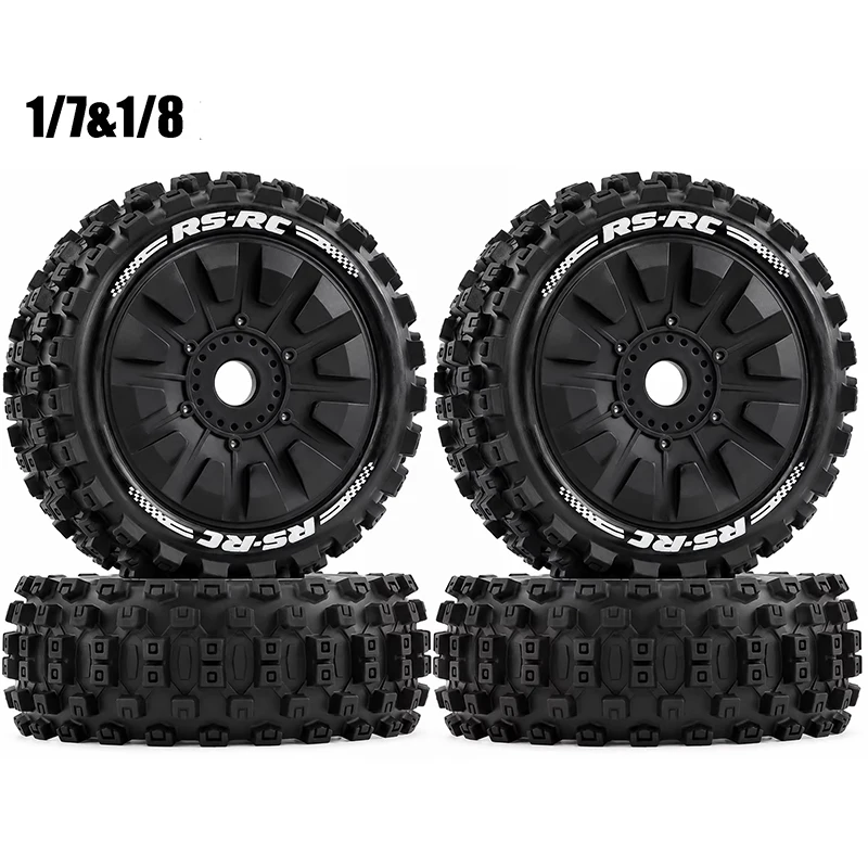 1/8 4.65" OD Buggy Wheels Tires 17mm Hex Upgrade For Traxxas Arrma Typhon Talion Losi 8ight HPI Vorza Flux
