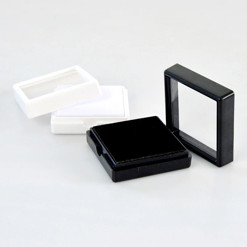 Wholesale Gemstone Storage Display Box Loose Diamond Jewelry Organizer Case Pendant Holder Acrylic Glass Top Gem Jars 100Pcs/Lot