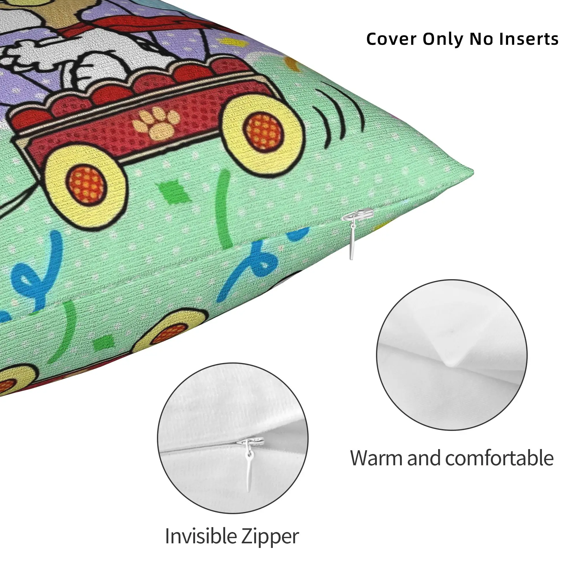 Happy Easter Eggs Snoopys Square Pillow Cases  Cushion Covers Customized Zippered Decorative Pillowcase for Car 40*40cm - view 4