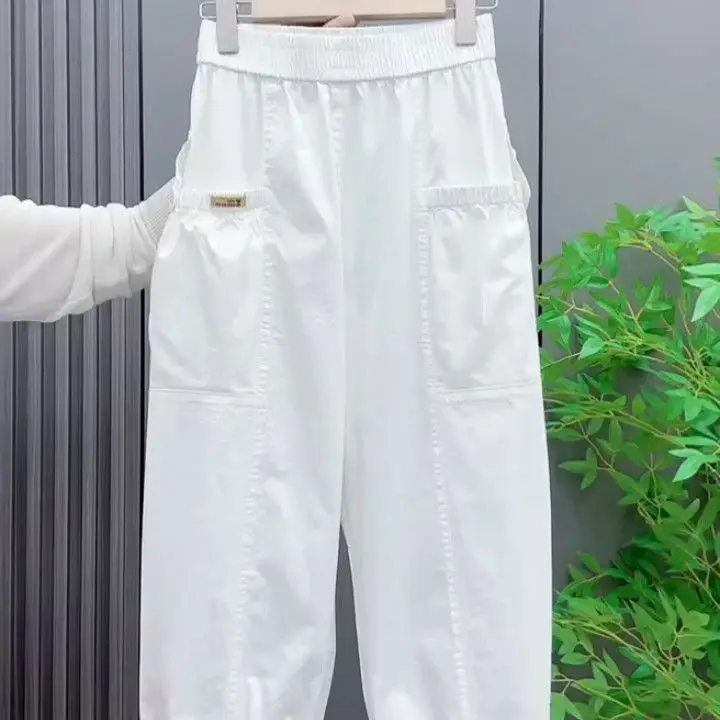 Spring Summer 2027 New Thin Overalls Lanterns Trousers Ladies Fashion Cotton Casual Pants Women Bundle Foot Cropped Nine Pants