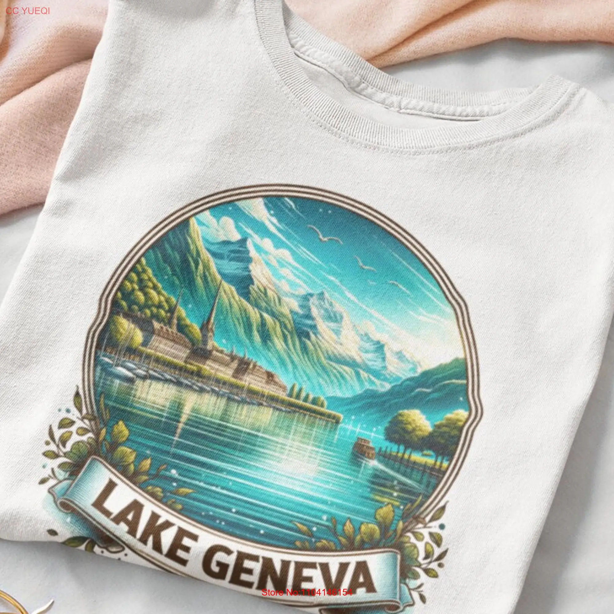 Lake Geneva T Shirt Switzerland Swiss Idea for Birthday Friends Present Special Someone Travel long or short sleeves