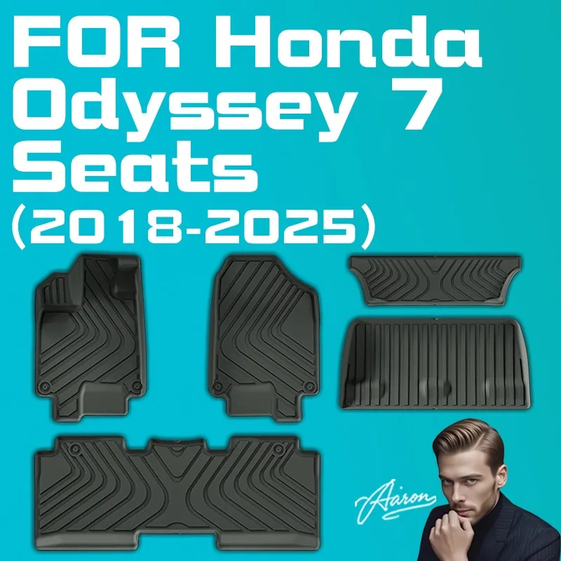 Для Honda Odyssey 2018-2025 Всепогодные напольные коврики из ТПЭ Полный комплект водонепроницаемых напольных вкладышей для 1-го, 2-го и 3-го ряда по индивидуальному заказу (черный) Для Honda Odyssey 2018-2025 Всепогодные напольные коврики из ТПЭ Полный комплект водонепроницаемых напольных вкладышей для 1-го, 2-го и 3-го ряда по индивидуальному заказу (черный)