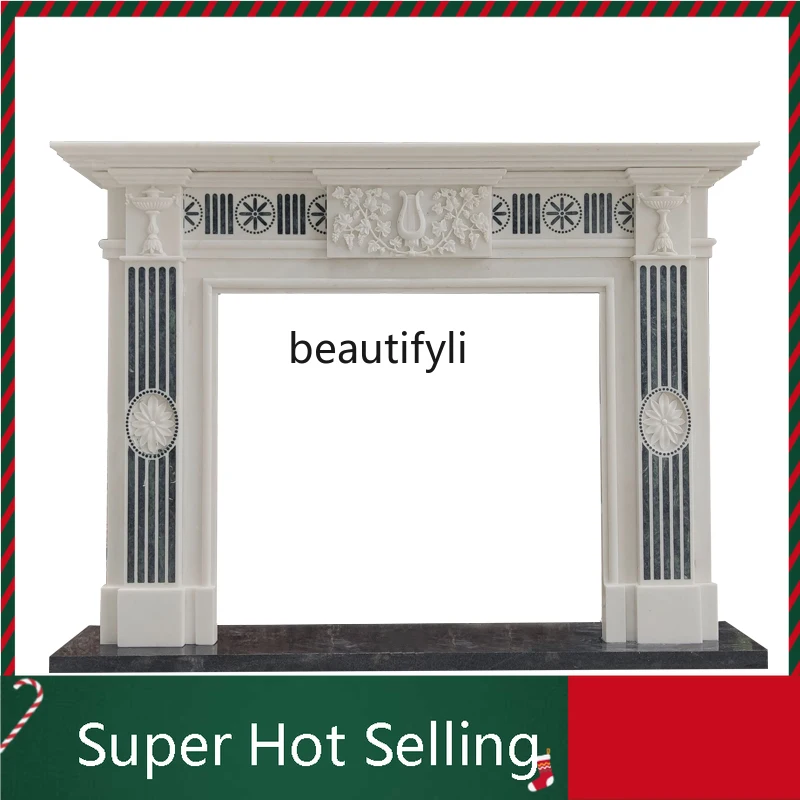 

D071 Marble Fireplace White Marble Material Fireplace European Style French Simplicity Stone Carving Fireplace Cabinet