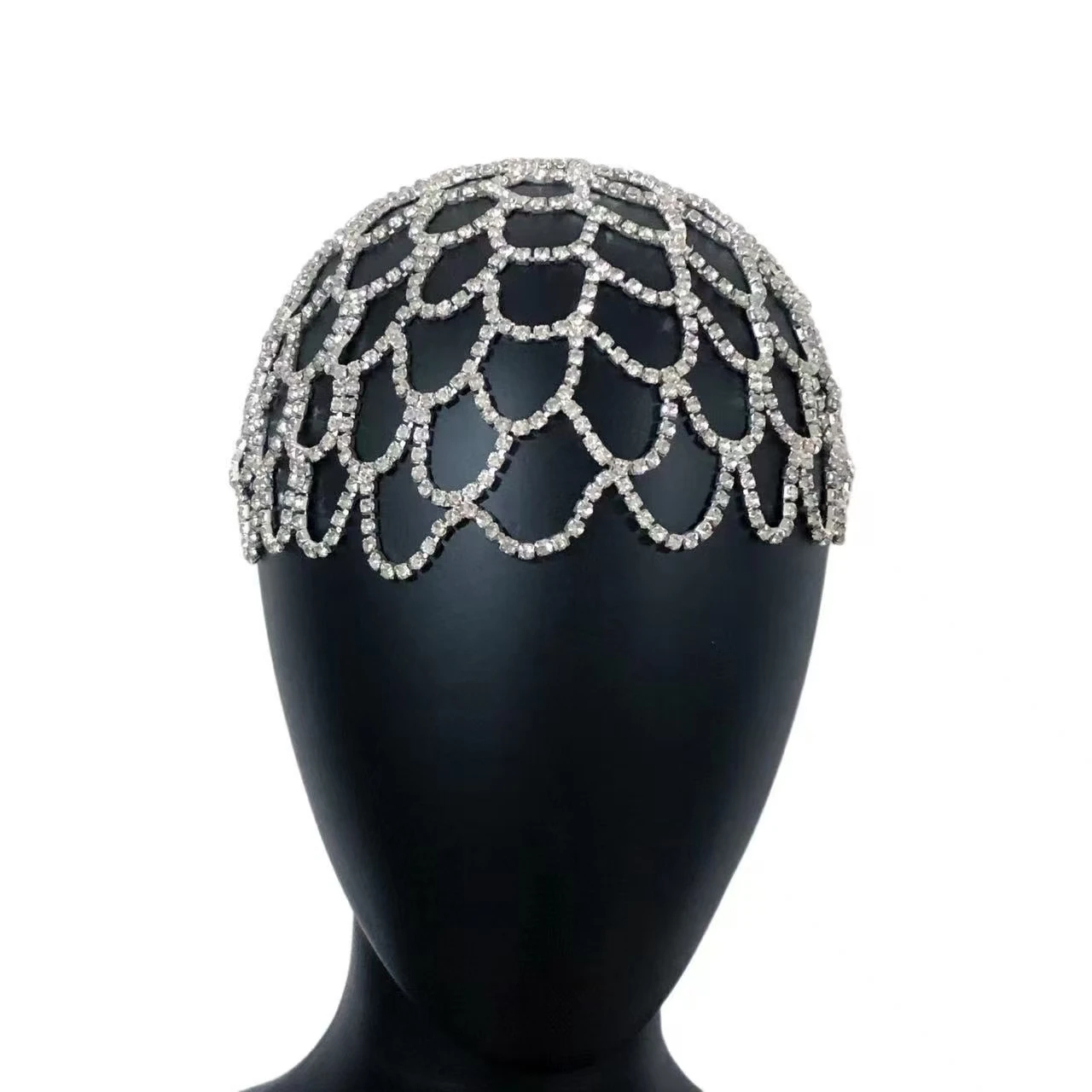 إكسسوارات شعر عصرية فاخرة جديدة رائجة البيع، سلاسل شعر، رؤوس حجر الراين الهندسية، أغطية رأس سلسلة مناسبة #1