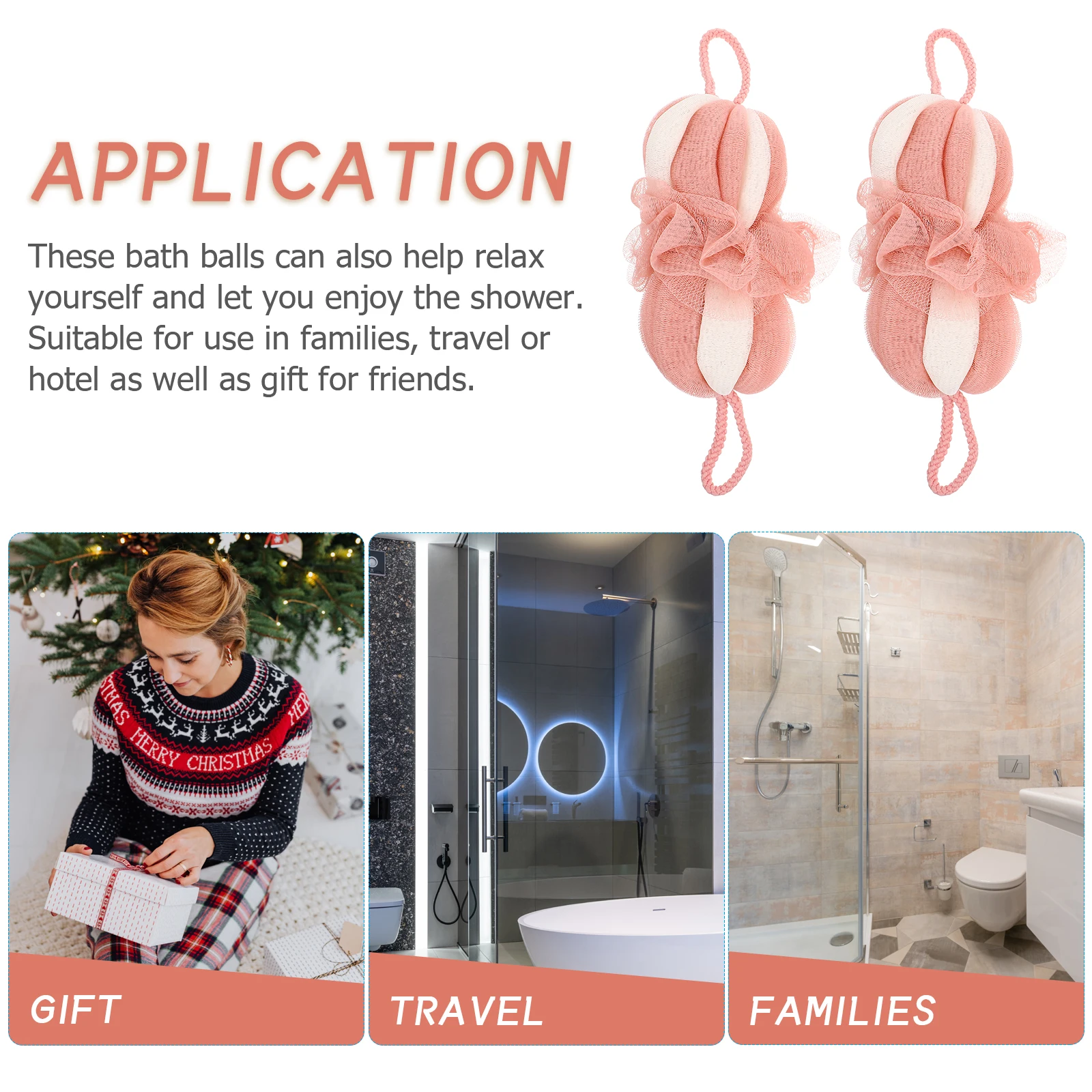 

2pcs Bath Ball Scrubber Sponge Lovely Shower Flowers Bathroom Body Scrubbing Tool Eco Friendly Material Home Travel for Friends