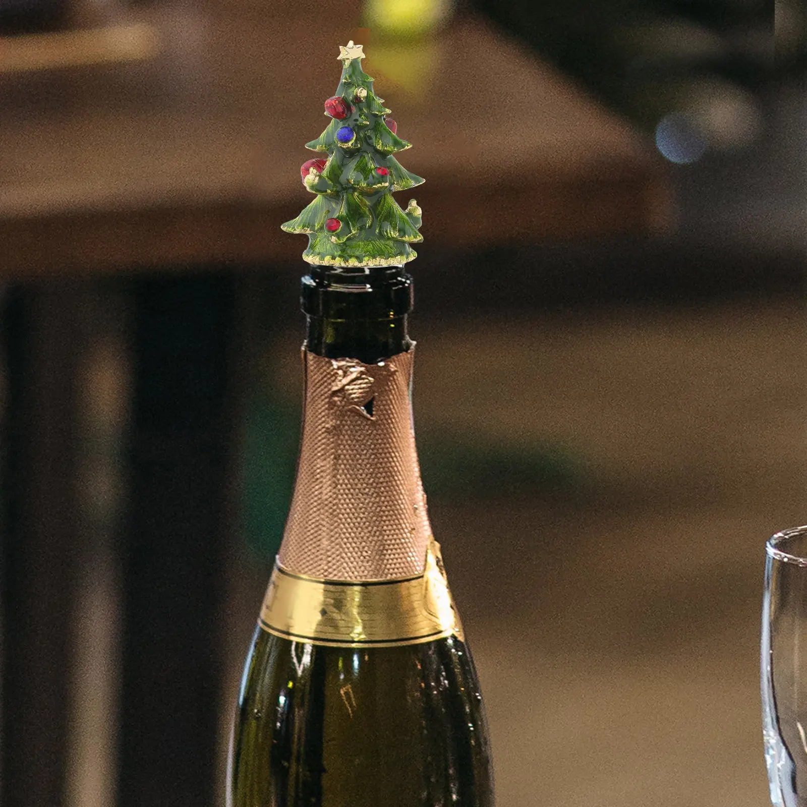 Christmas Tree Shape Wine Stopper Zinc Alloy Material Airtight Seal Prevents Oxidation Home Bar Festival Decorative Wine
