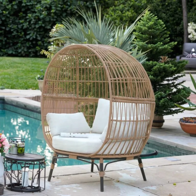 

Luxury outdoor furniture oversized egg chair rattan wicker garden lounge sofa set hotel entrance apartment farmhouse