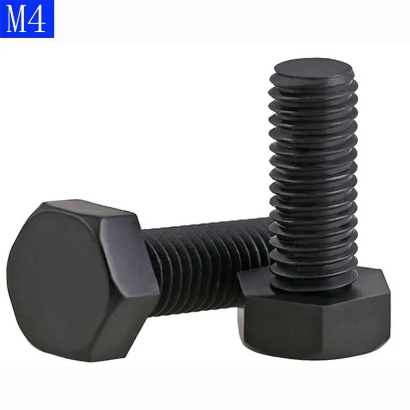 M4 x 0.7 Black Plastic Nylon External hex Black Plastic Nylon Hexagon Head Cap Set Screws  bolts DIN 933
