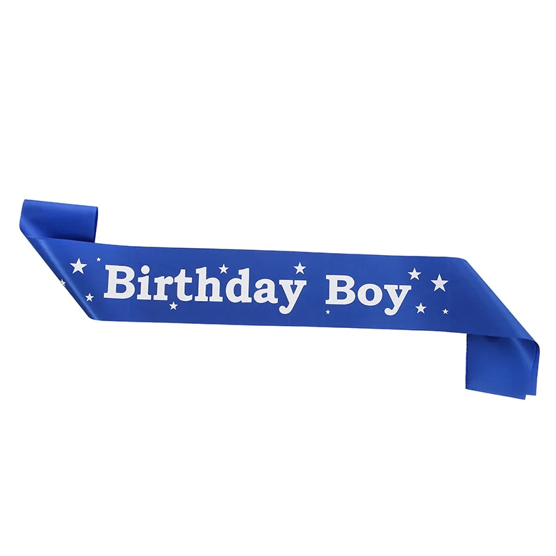 Blue Ribbon Birthday Boy Birthday Party Blue Starry Crown Shoulder Strap Ceremonial Strap Satin DIY Name And Age