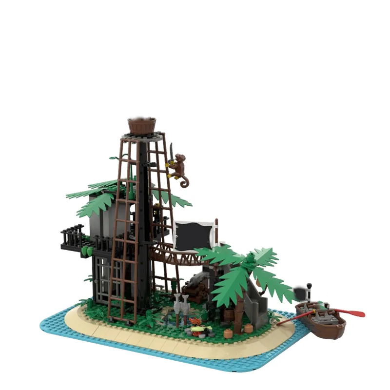 515 PCS Middeleeuws Verboden Eiland MOC Aanpasbare Modulaire Bouwsteen Eenvoudig Model Steentechnologie DIY Jongens Speelgoed Verjaardagscadeau