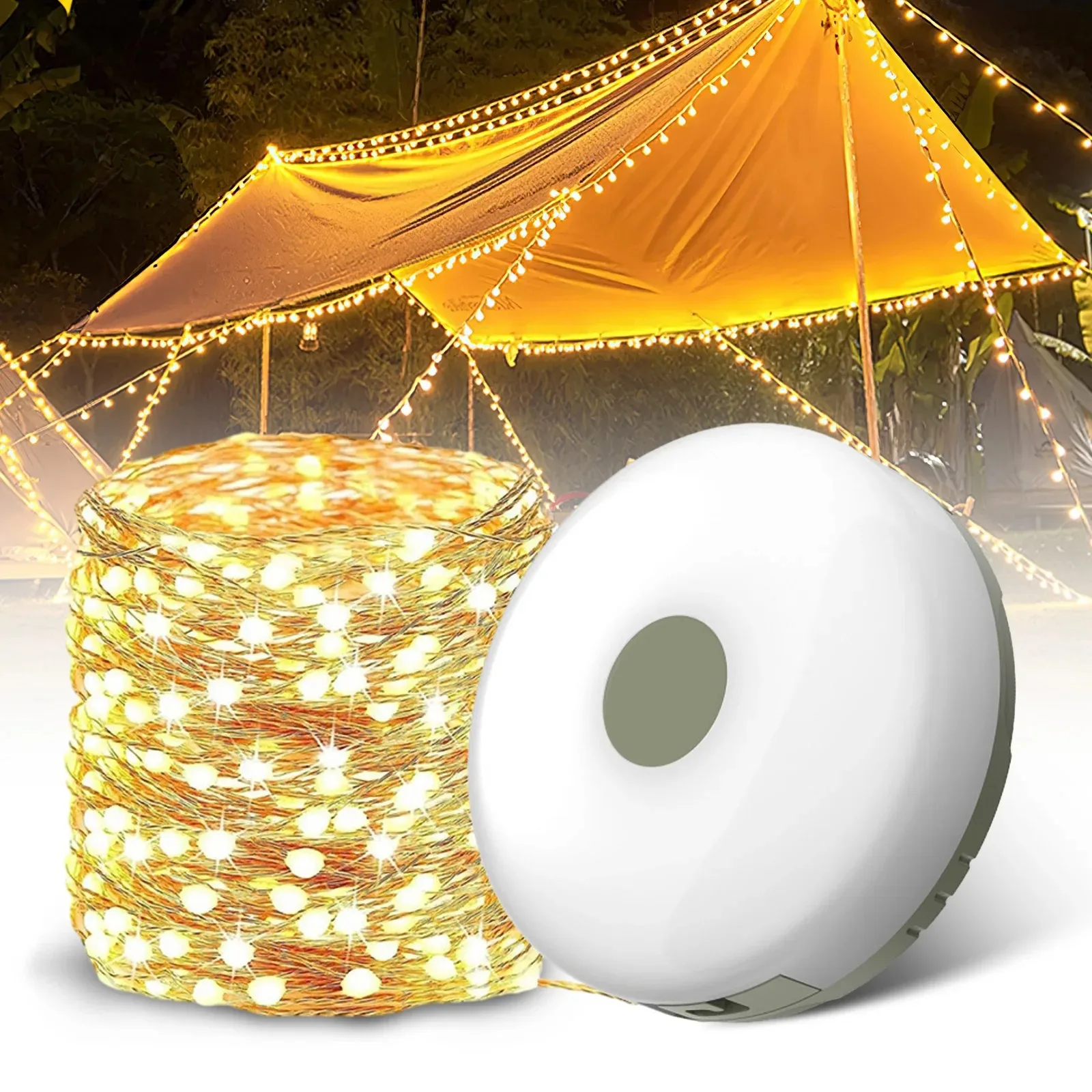 2 In 1 Camping String Lights Waterproof Portable USB Powered LED Lamp Multiple Lighting Modes Outdoor Hiking Garden Decor Light