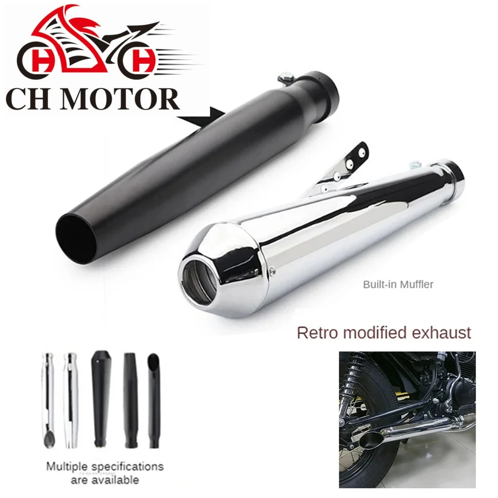 Silencieux d'échappement pour moto, échappements pour motos rétro vintage classiques, électroplaqué, échappement moto pour Cafe Racer Bobber slip-on