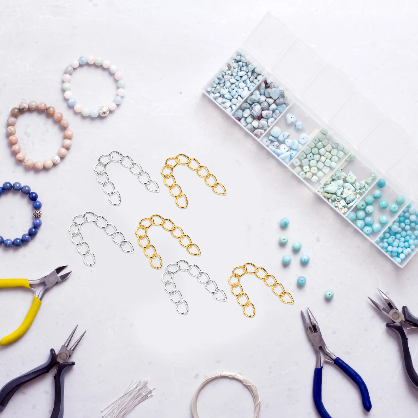

100pcs Tail Chain Accessories for Jewelry Making Adjustable Length Necklace Bracelet DIY Metal Extender Chains Findings