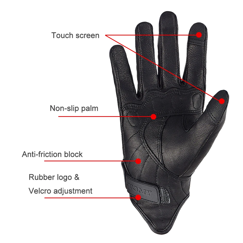 Per il ciclismo all\'aperto Motocross sport protezione Touch Screen guanti da moto traspirante Full Finger Racing Glove pelle di capra