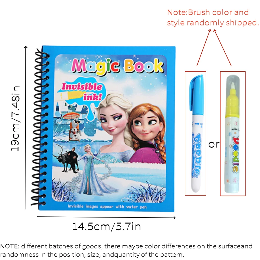 إلسا ميني ميكي الرسم المائي ألعاب الرسم الكتابة على الجدران أنيمي عمل الشكل المائية كتاب سحري هدية عيد ميلاد الفتاة