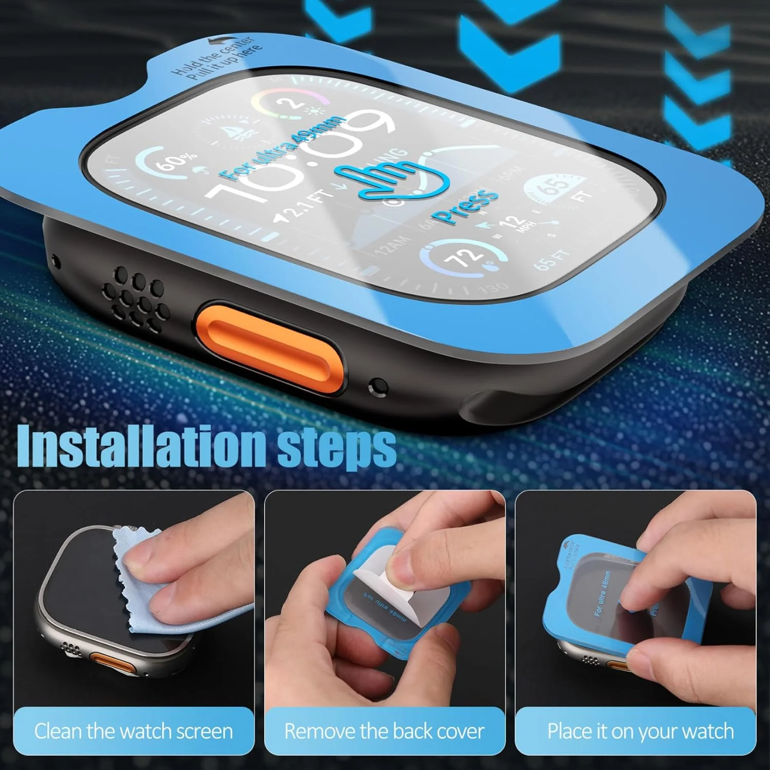 فيلم الزجاج المقسى لصق سريع لساعة أبل الترا 3/2/1 49 مللي متر سهلة التركيب شاشة زجاج طبقة رقيقة واقية الترا 3-2-1 49 مللي متر #4