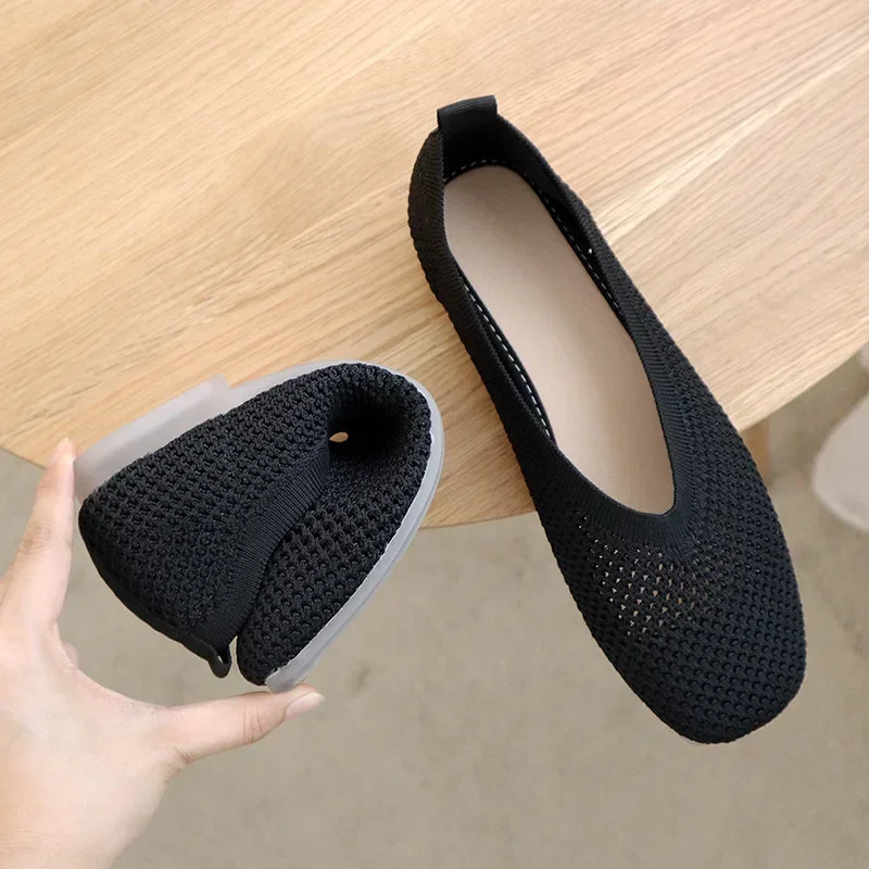 Women  Mesh Square Toe Flat Shoes Women Breathable Casual Shoes Women Soft Bottom Hollow Out Shoes Zapatos De Mujer