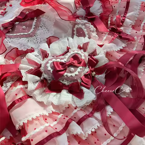 Ribbon Lolita Rural Straw Heart Pink Red Hat Girls BNT Bowknot Lace Flowers Bow Flat Cap t-bone Hat Anime Maid Cosplay Headband