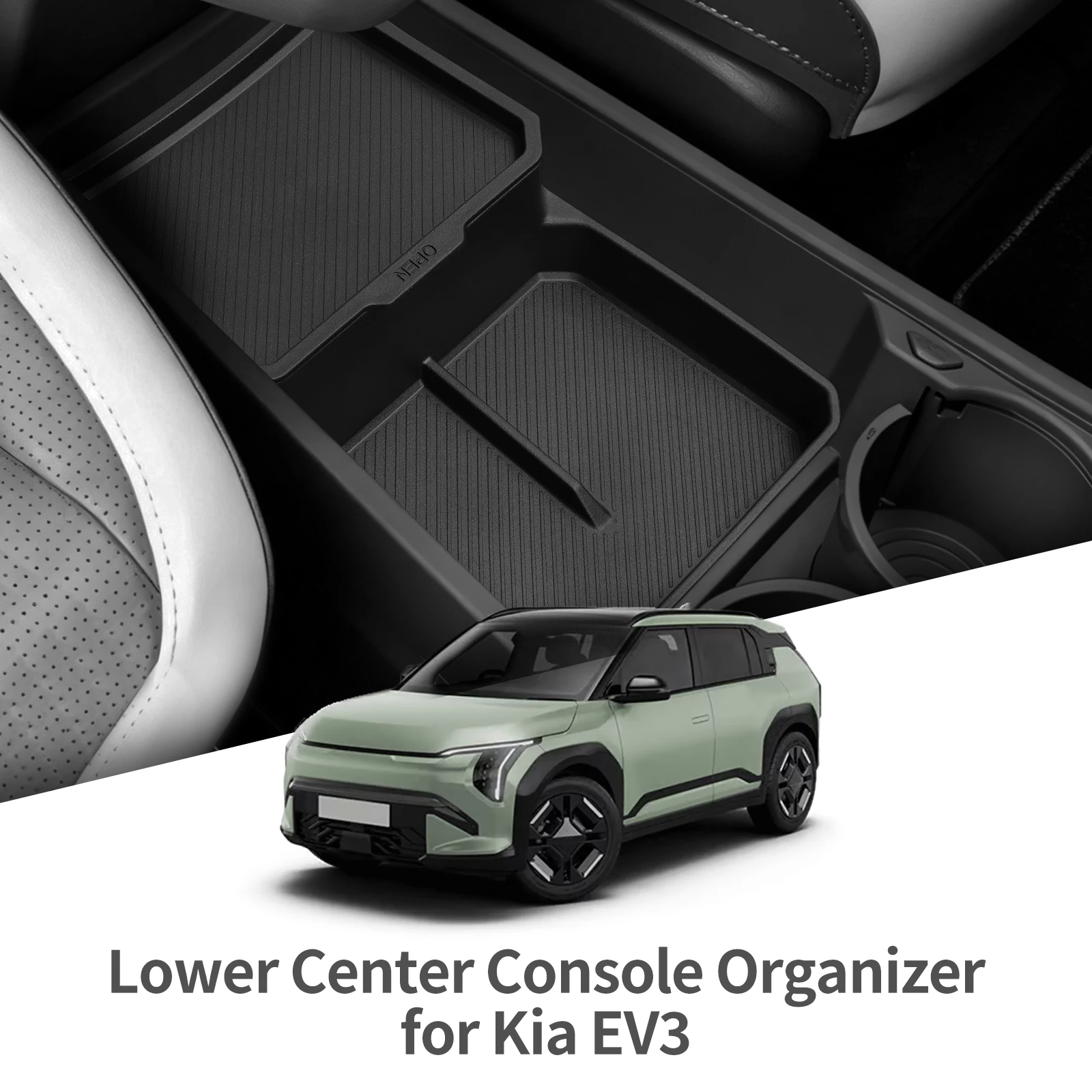 Smabee for Kia EV3 EV4 2024-2026 Center Console Layer Lower Storage Box Central Tray Organizer Car Interior Accessories Black