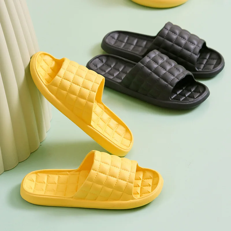 Summer Women Bathroom Slippers Home Non-Slip Flip Flops Couple Indoor Soft Skid Proof Sandals Hotel Solid Color Men Flat Shoes
