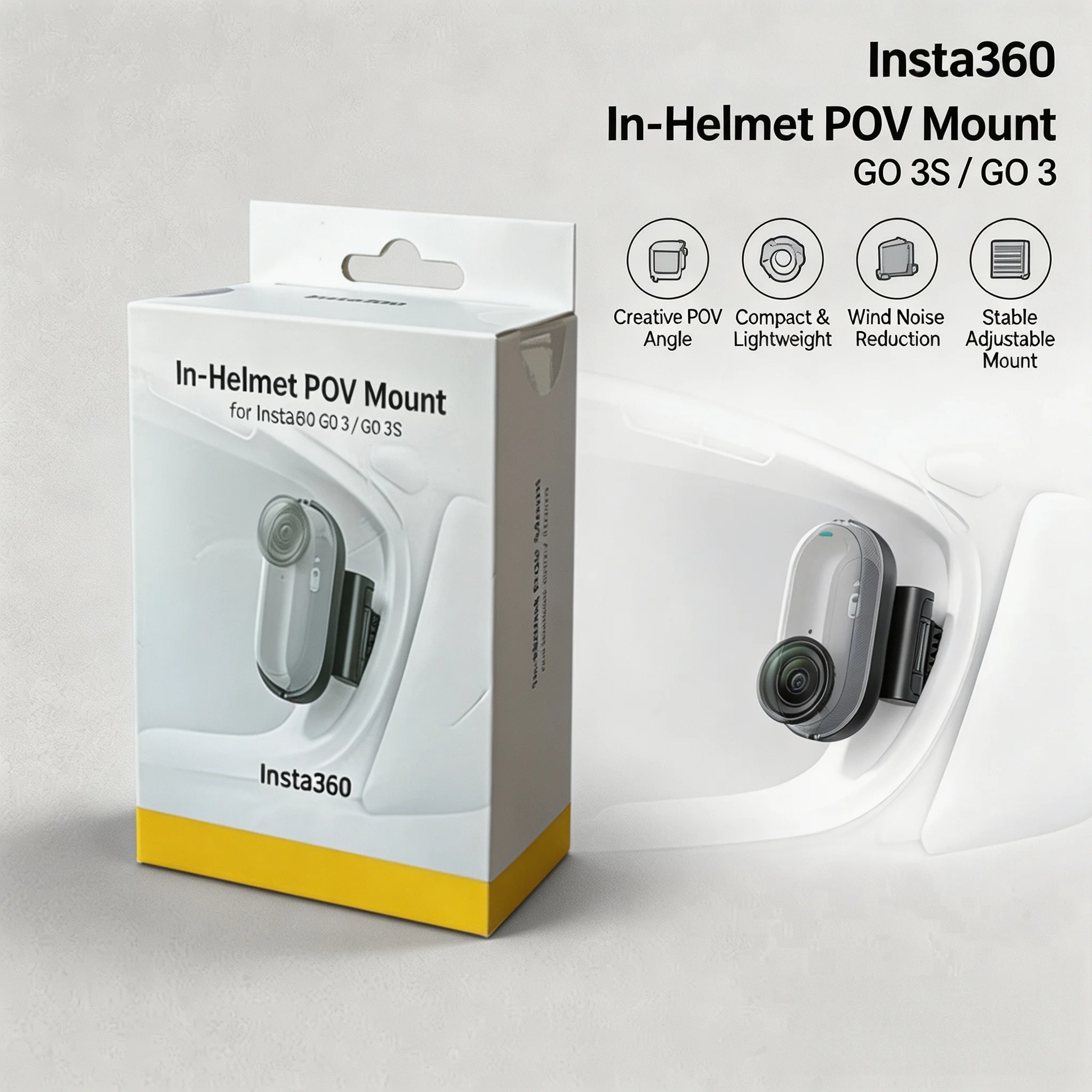Insta360 In-Helmet POV Mount for GO 3S/GO 3, Adjustable Anti-slip Wind Noise Bracket Motorcycle Riding Action Camera Accessory
