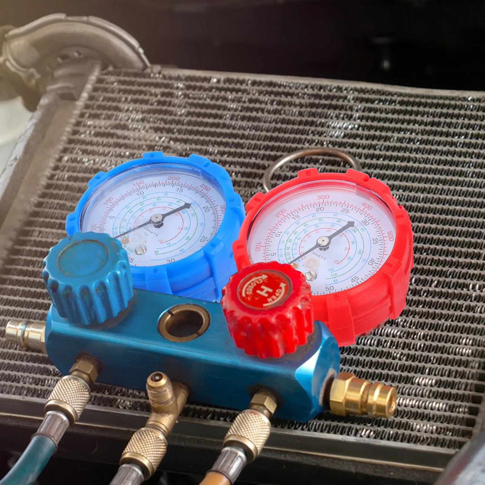 Fluorine Gauge Head High Precision Ac Pressure Measurement Tool For Automotive Cooling System Hvac Manifold Gauge Set, Car