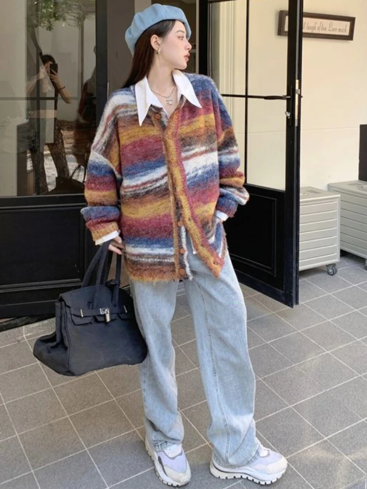 Cardigan Women Colorful Special Cool Elegant Prevalent Attractive Korean Style Stylish Tender Vintage All-match Simple Autumn