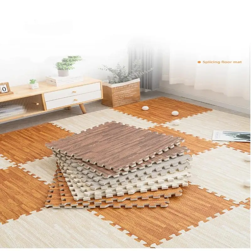 【CC】Wood Grain Foam Puzzle Floor Mats With Thick Shock Absorption And Sound Insulation Great For Kids Playroom Home Use