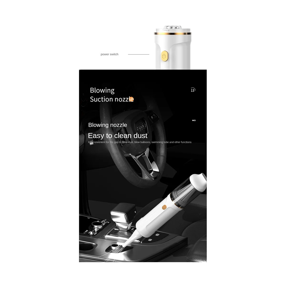 Aspirapolvere per auto senza fili aspirapolvere portatile senza fili per auto aspirapolvere per auto per uso domestico Dual- Mini bianco