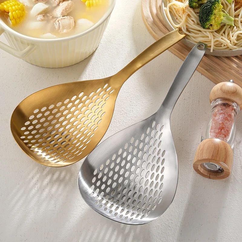 

Stainless Steel Large Colander Home Filter Cooking Spoon Pasta Noodle Drainer Food French Fries Strainer Utensils for Kitchen