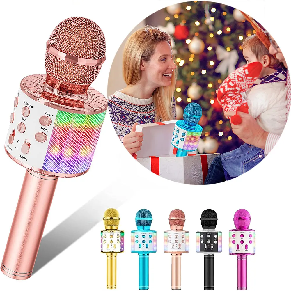 Karaoke Microphone Machine Portable Wireless Bluetooth Changer Microphone For Singing Voice Birthday Gifts For Boys Girls Toys F