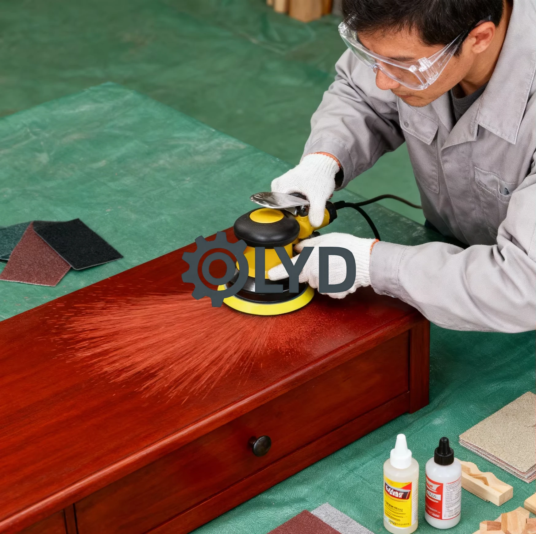 Pneumatic Auto Track Polisher 5 Inch Air Sander Professional Polish Machine for Wood Furniture Car Floor