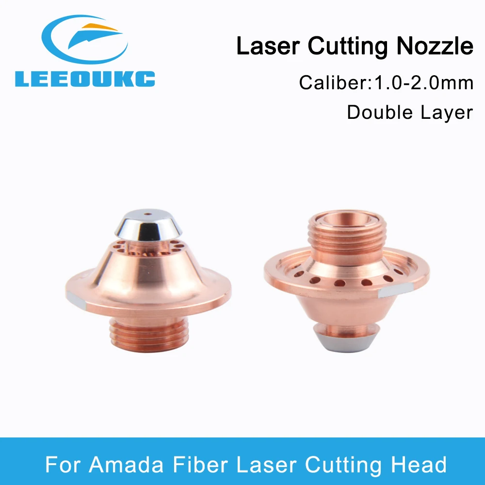 

LEEOUKC 10Pcs Amada Laser Cutting Nozzle D25H20M12mm Single Layer Double Layer Chrome Nozzle For 1064nm Fiber Cutting Machine